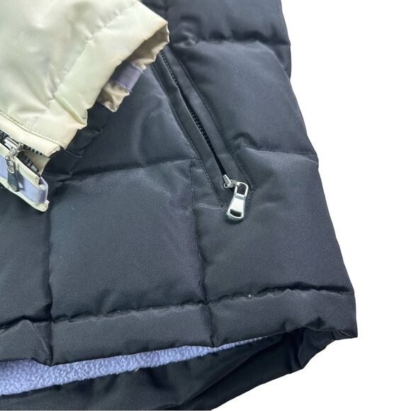 Vintage Down Filling Puffer Jacket Winter Fleece  - CREAM LAVENDER BLACK - Picture 4 of 10